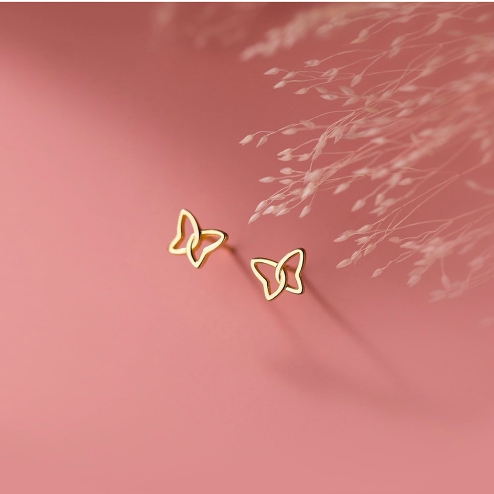 Sterling Silver Geometric Butterfly Earrings